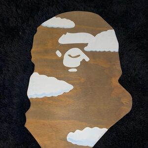 Wooden Art Piece with Cloud Design